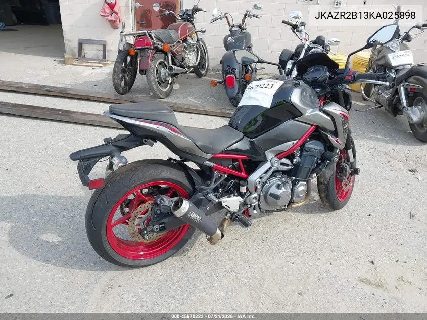 2019 Kawasaki Zr900 VIN: JKAZR2B13KA025898 Lot: 45670223