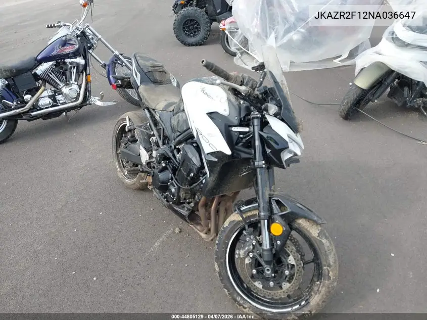 2022 Kawasaki Zr900 VIN: JKAZR2F12NA036647 Lot: 44805129