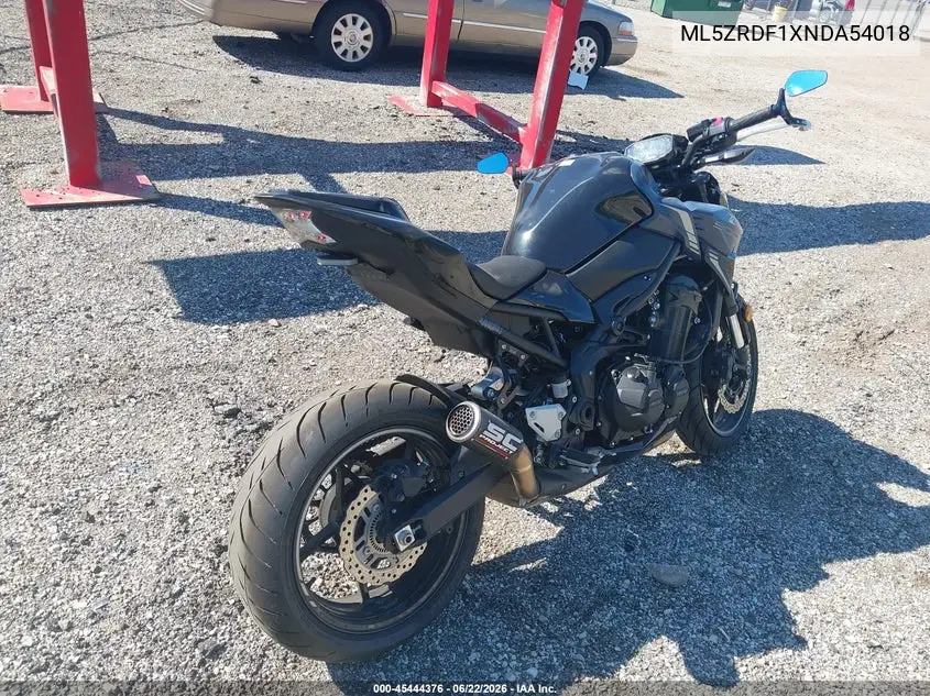 2022 Kawasaki Zr900 F VIN: ML5ZRDF1XNDA54018 Lot: 45444376
