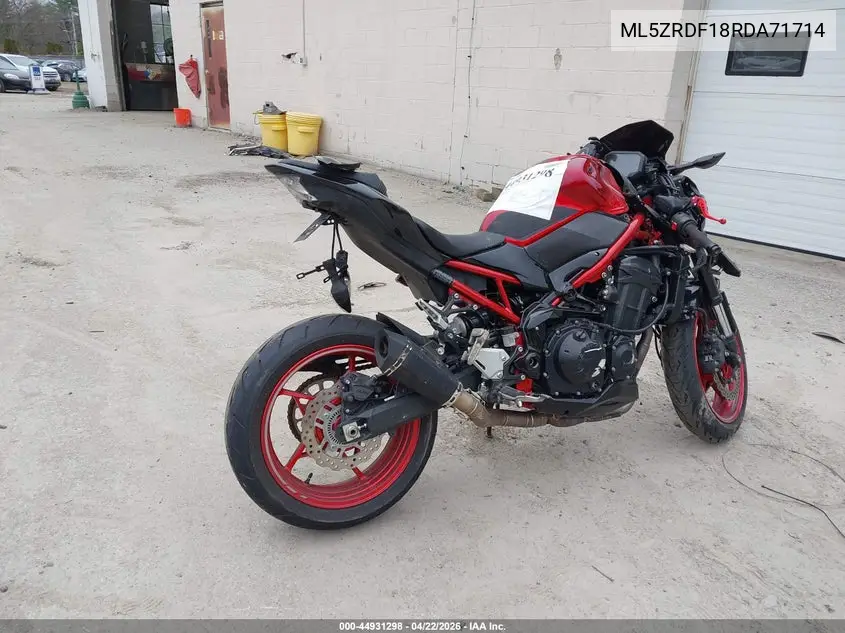 2024 Kawasaki Zr900 F VIN: ML5ZRDF18RDA71714 Lot: 44931298