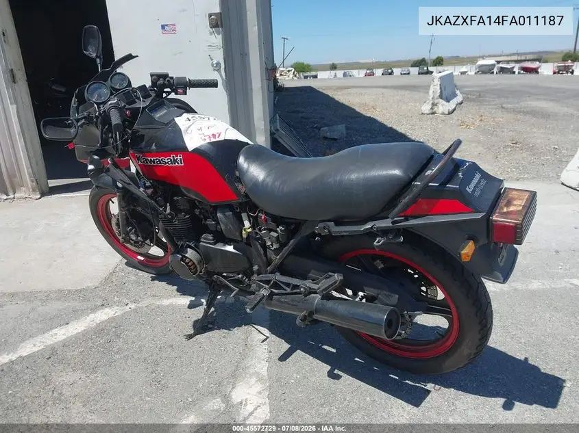 1985 Kawasaki Zx550 VIN: JKAZXFA14FA011187 Lot: 45572729