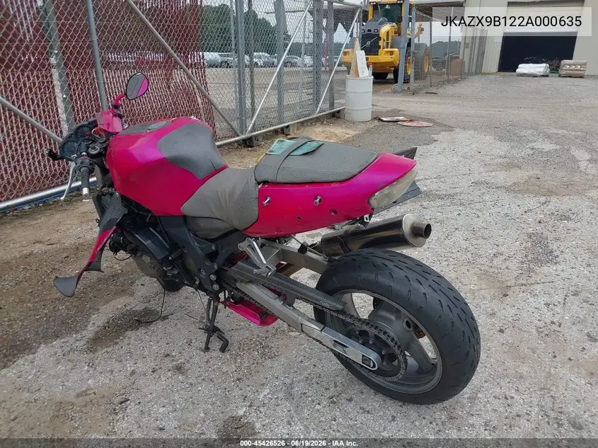 2002 Kawasaki Zx1200 B VIN: JKAZX9B122A000635 Lot: 45426526