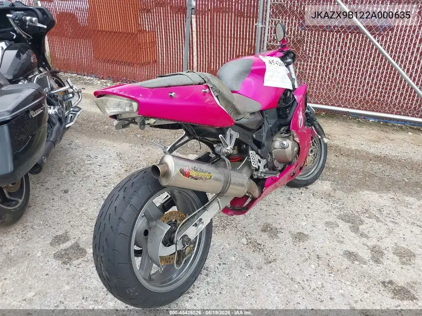2002 Kawasaki Zx1200 B VIN: JKAZX9B122A000635 Lot: 45426526