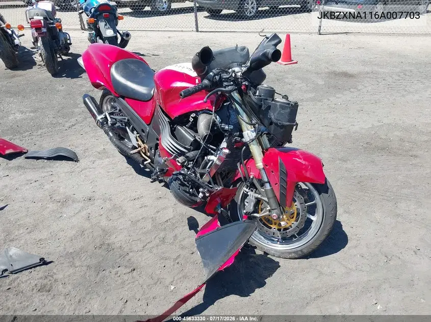 2006 Kawasaki Zx1400 A VIN: JKBZXNA116A007703 Lot: 45633330