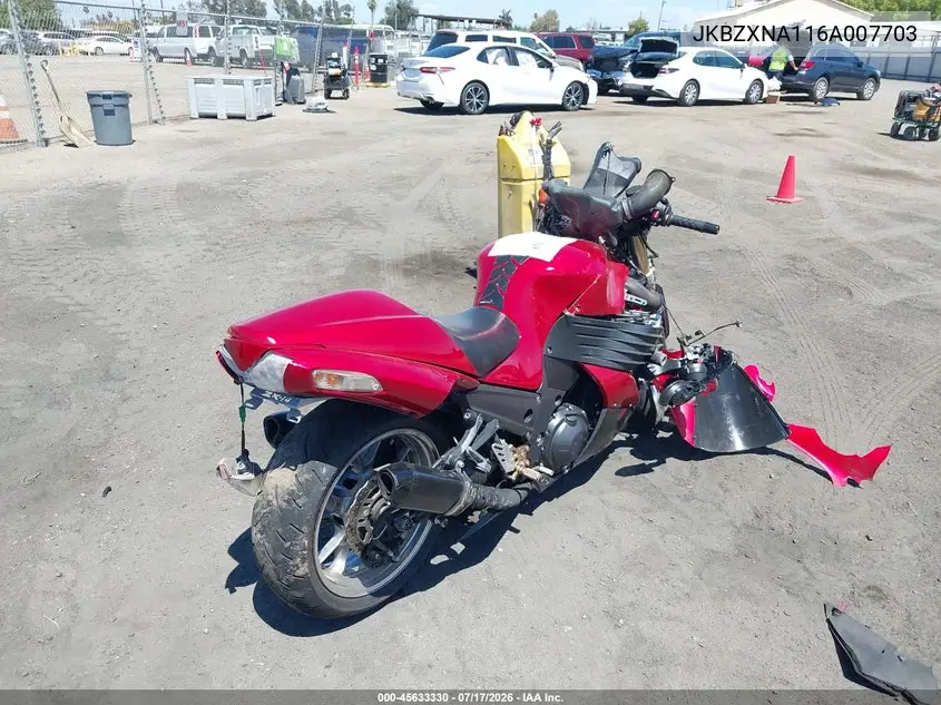 2006 Kawasaki Zx1400 A VIN: JKBZXNA116A007703 Lot: 45633330