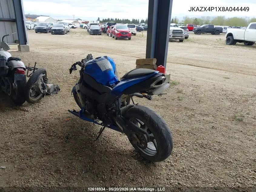 2008 Kawasaki Zx600 P VIN: JKAZX4P1X8A044449 Lot: 12616934