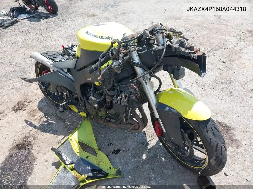 2008 Kawasaki Zx600 P VIN: JKAZX4P168A044318 Lot: 45614104