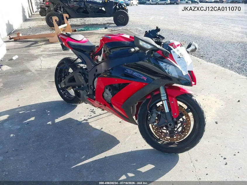 2012 Kawasaki Zx1000 J VIN: JKAZXCJ12CA011070 Lot: 45638234