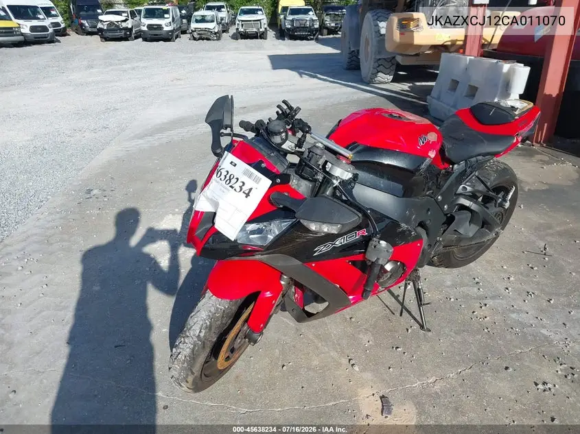 2012 Kawasaki Zx1000 J VIN: JKAZXCJ12CA011070 Lot: 45638234