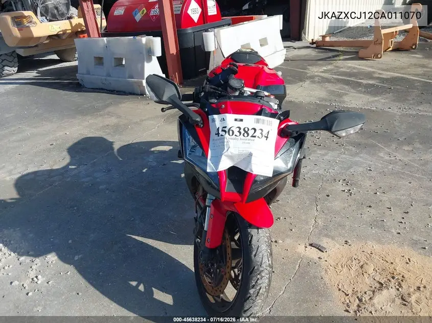2012 Kawasaki Zx1000 J VIN: JKAZXCJ12CA011070 Lot: 45638234