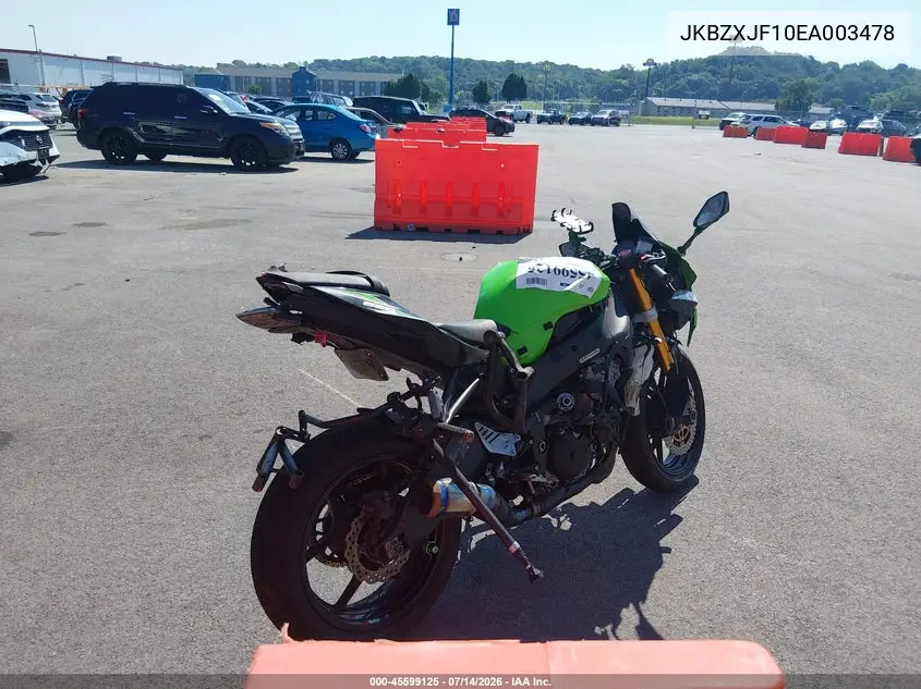 2014 Kawasaki Zx636 F VIN: JKBZXJF10EA003478 Lot: 45599125