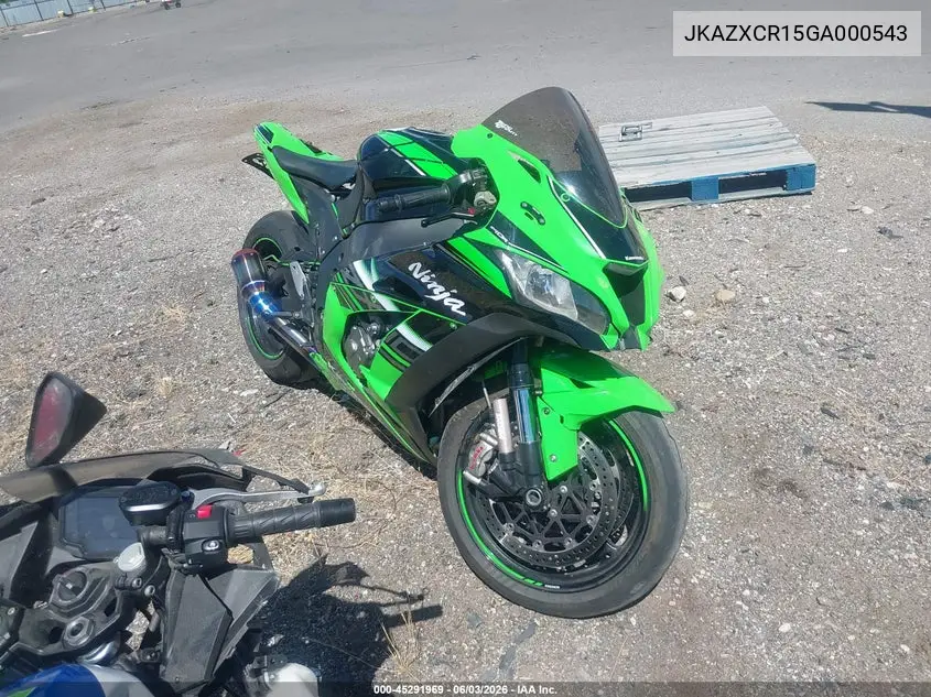 2016 Kawasaki Zx1000 R VIN: JKAZXCR15GA000543 Lot: 45291969