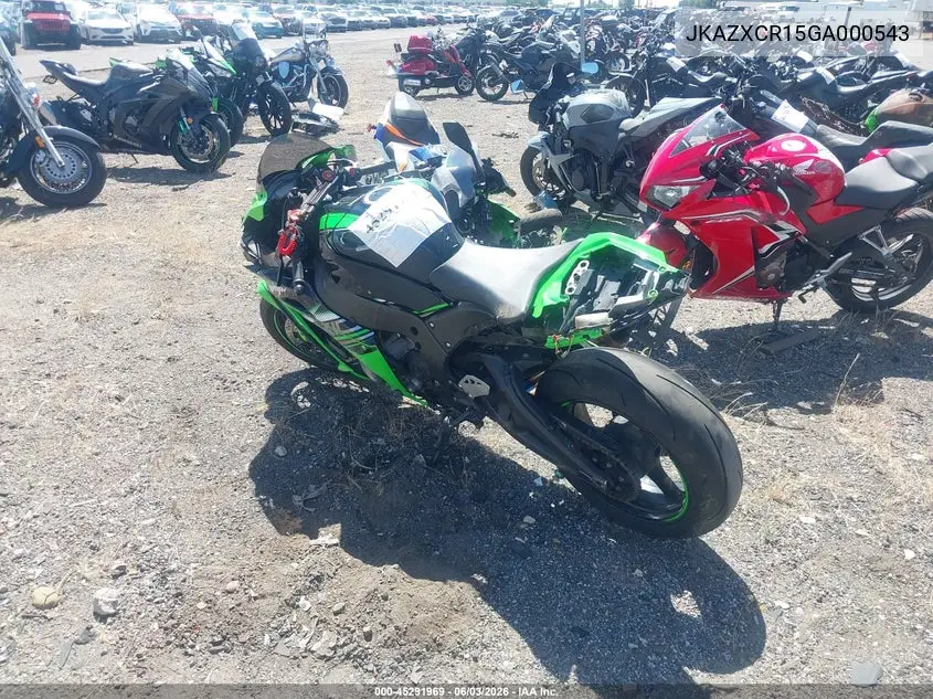 2016 Kawasaki Zx1000 R VIN: JKAZXCR15GA000543 Lot: 45291969