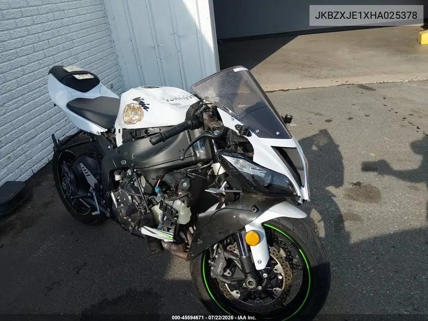 2017 Kawasaki Zx636 E VIN: JKBZXJE1XHA025378 Lot: 45594671
