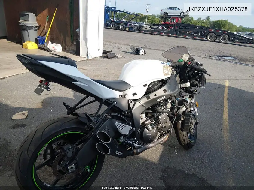 2017 Kawasaki Zx636 E VIN: JKBZXJE1XHA025378 Lot: 45594671
