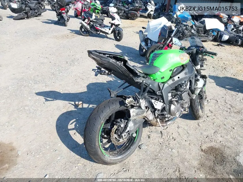 2021 Kawasaki Zx636 K VIN: JKBZXJG15MA015753 Lot: 45129788