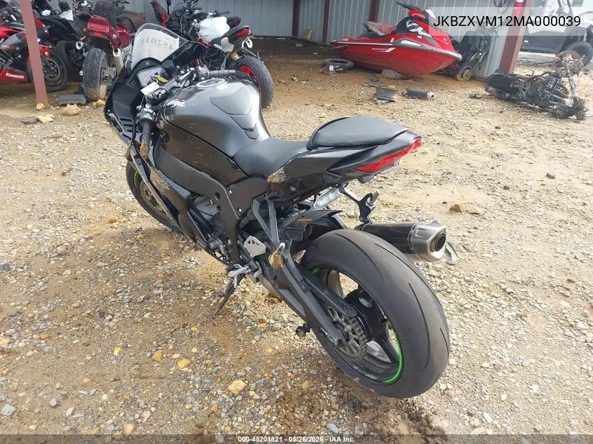 2021 Kawasaki Zx1002 M VIN: JKBZXVM12MA000039 Lot: 45201821