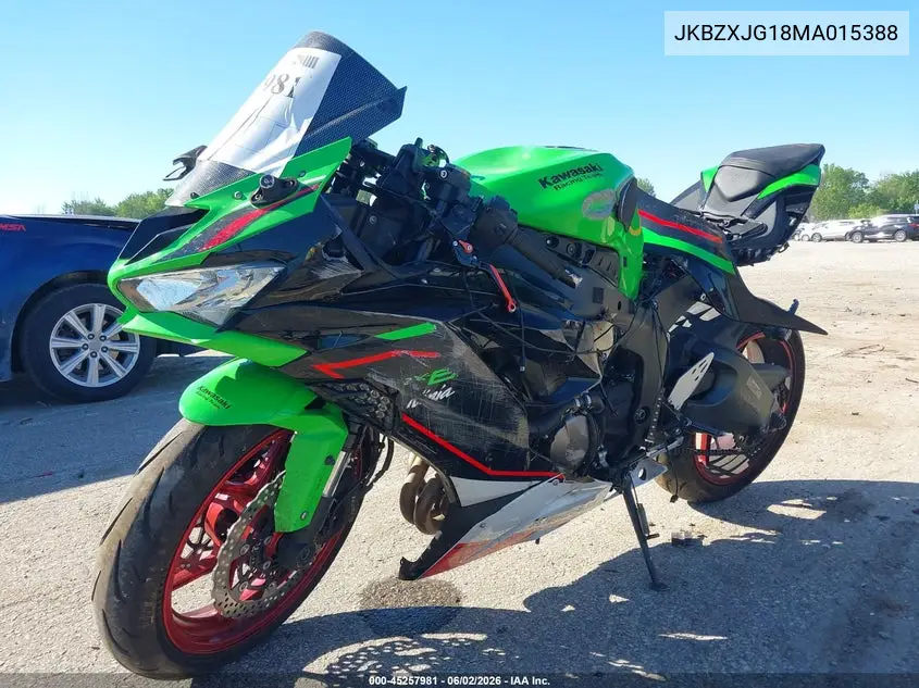 2021 Kawasaki Zx636 K VIN: JKBZXJG18MA015388 Lot: 45257981