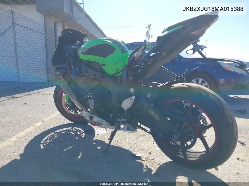 2021 Kawasaki Zx636 K VIN: JKBZXJG18MA015388 Lot: 45257981