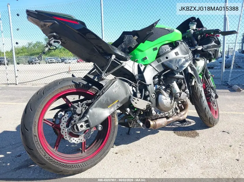 2021 Kawasaki Zx636 K VIN: JKBZXJG18MA015388 Lot: 45257981