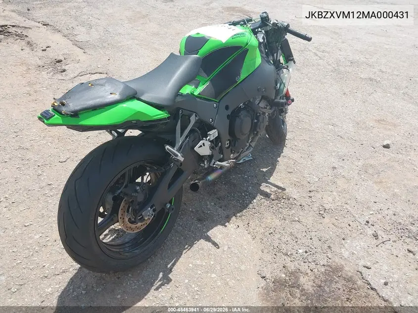 2021 Kawasaki Zx1002 M VIN: JKBZXVM12MA000431 Lot: 45463941
