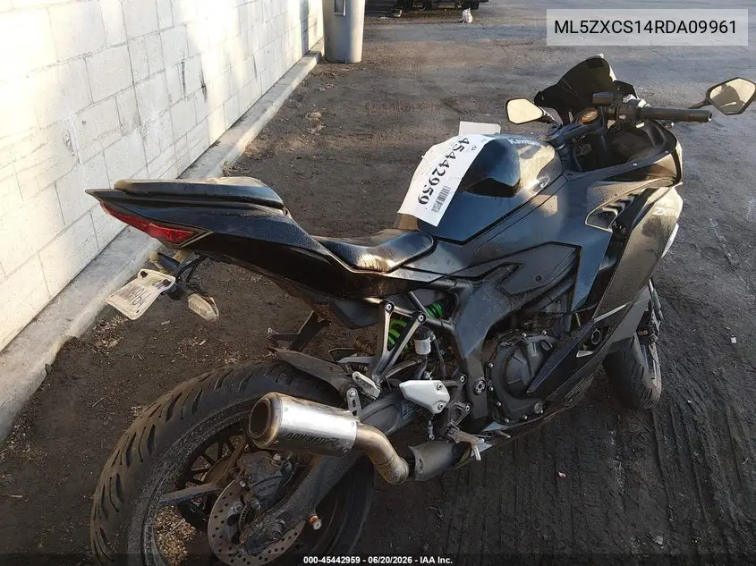 2024 Kawasaki Zx400 S VIN: ML5ZXCS14RDA09961 Lot: 45442959