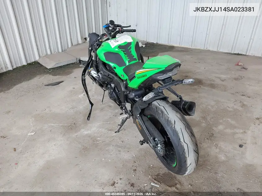 2025 Kawasaki Zx636 K VIN: JKBZXJJ14SA023381 Lot: 45346395