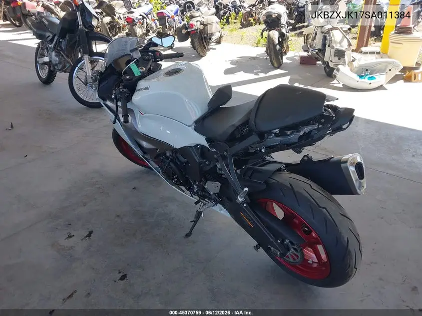 2025 Kawasaki Zx636 K VIN: JKBZXJK17SA011384 Lot: 45370759