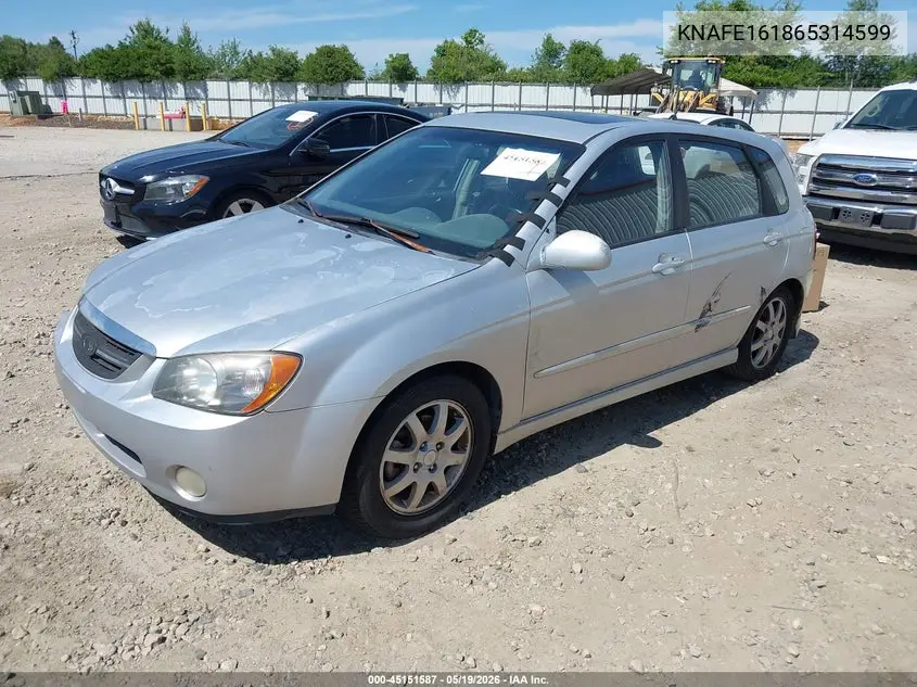 2006 Kia Spectra5 VIN: KNAFE161865314599 Lot: 45151587