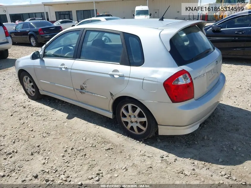2006 Kia Spectra5 VIN: KNAFE161865314599 Lot: 45151587