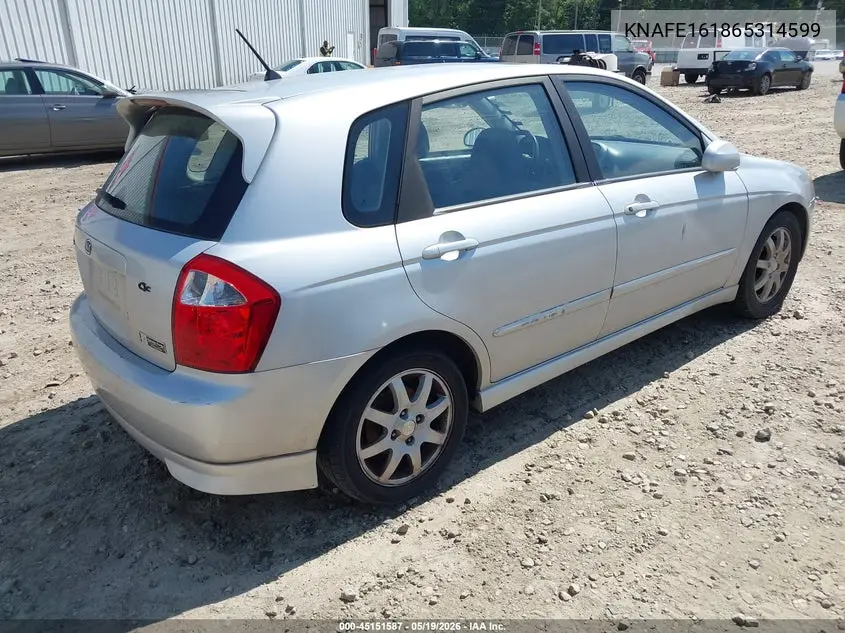 2006 Kia Spectra5 VIN: KNAFE161865314599 Lot: 45151587