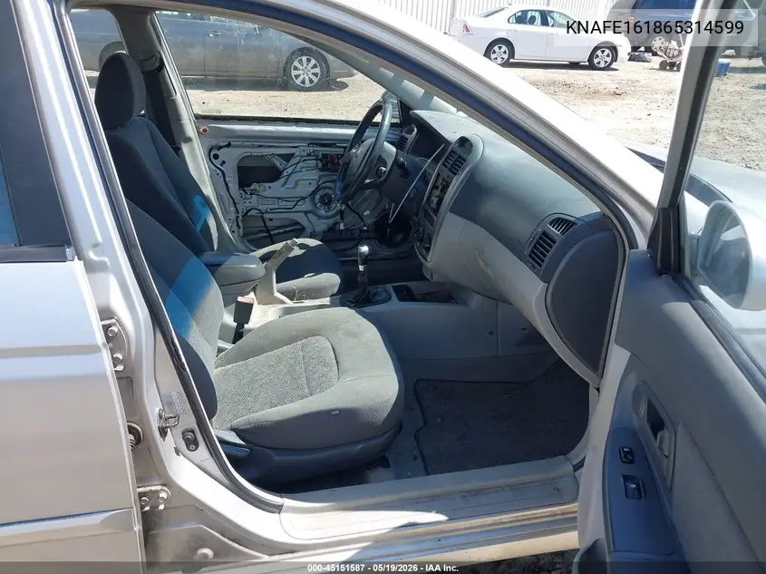 2006 Kia Spectra5 VIN: KNAFE161865314599 Lot: 45151587
