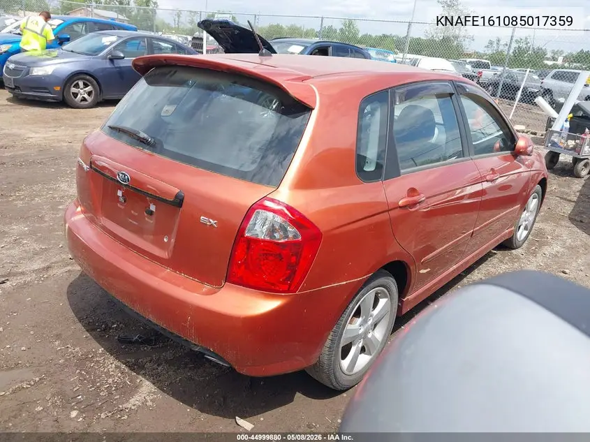 2008 Kia Spectra5 Sx VIN: KNAFE161085017359 Lot: 44999880