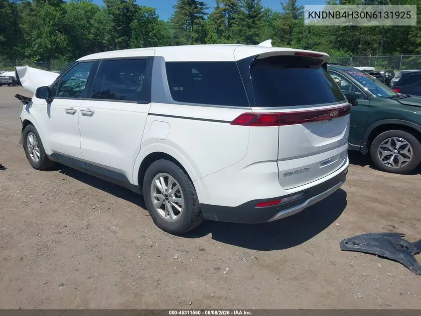 2022 Kia Carnival Mpv Lx Seat Package VIN: KNDNB4H30N6131925 Lot: 45311550