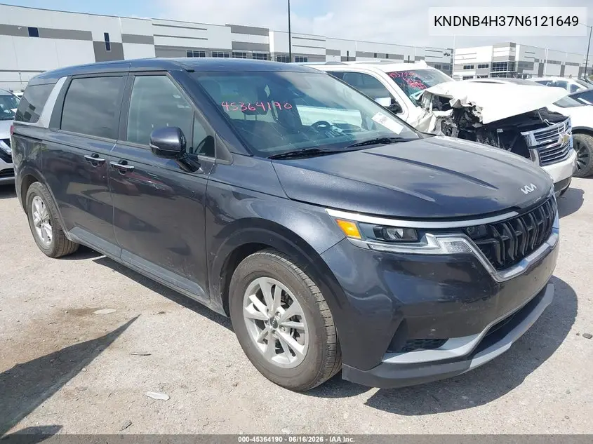 2022 Kia Carnival Mpv Lx Seat Package VIN: KNDNB4H37N6121649 Lot: 45364190