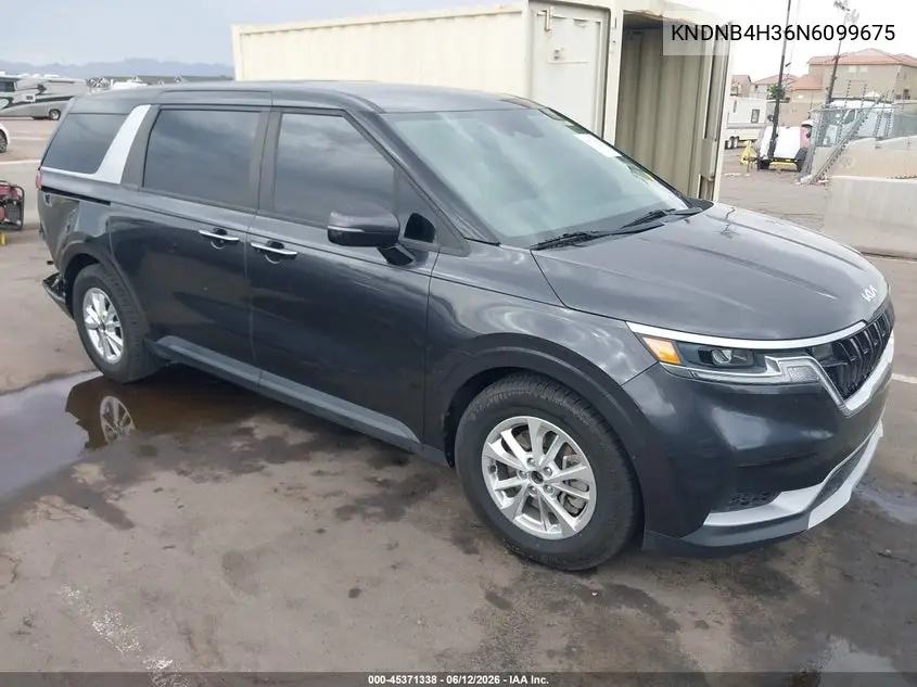 2022 Kia Carnival Mpv Lx Seat Package VIN: KNDNB4H36N6099675 Lot: 45371338