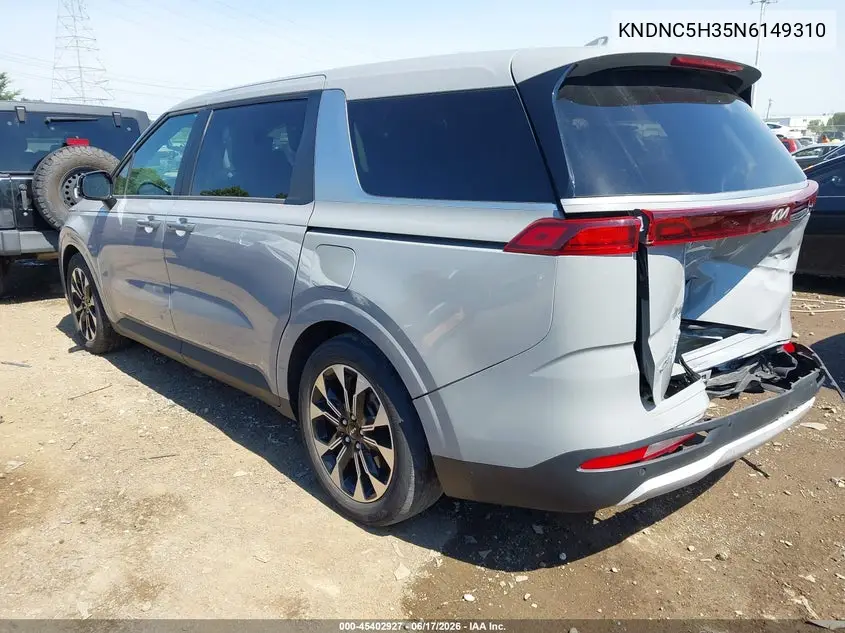 2022 Kia Carnival Mpv Ex VIN: KNDNC5H35N6149310 Lot: 45402927