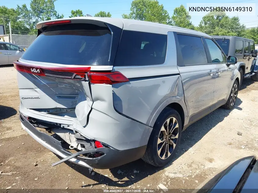 2022 Kia Carnival Mpv Ex VIN: KNDNC5H35N6149310 Lot: 45402927