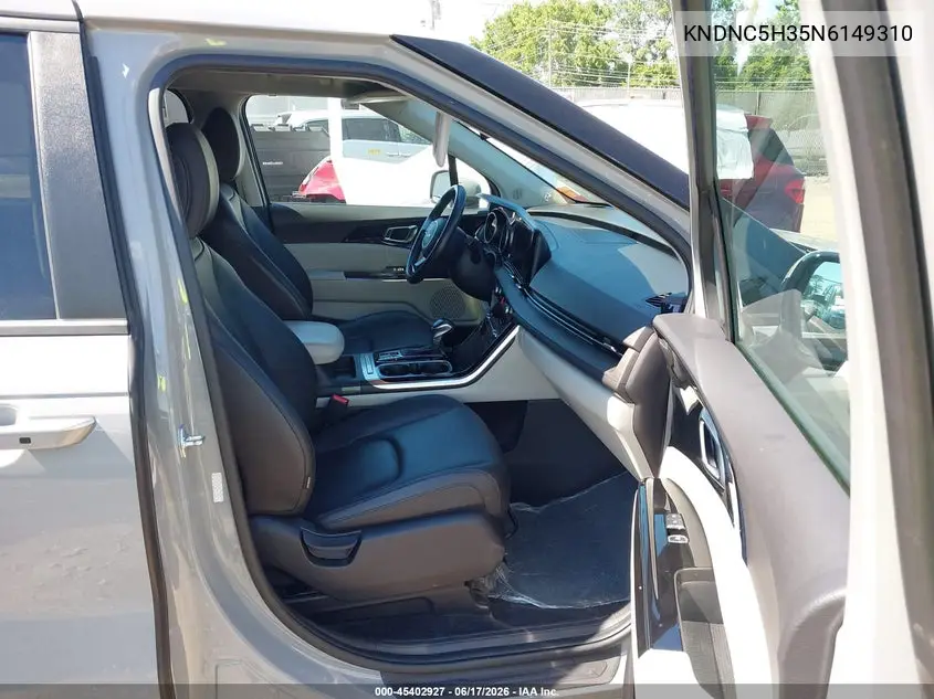 2022 Kia Carnival Mpv Ex VIN: KNDNC5H35N6149310 Lot: 45402927