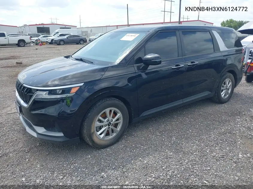 2022 Kia Carnival Mpv Lx Seat Package VIN: KNDNB4H3XN6124772 Lot: 45478591