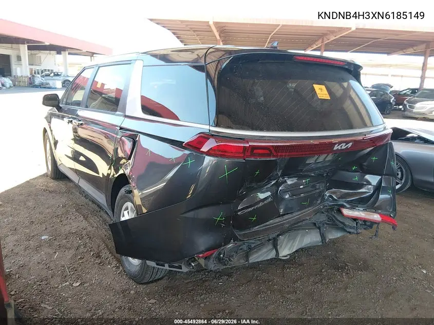 2022 Kia Carnival Mpv Lx VIN: KNDNB4H3XN6185149 Lot: 45492864