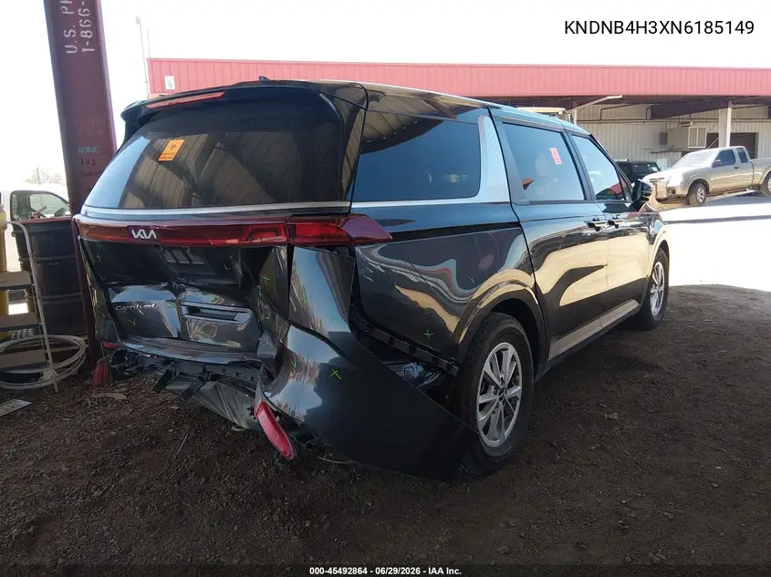 2022 Kia Carnival Mpv Lx VIN: KNDNB4H3XN6185149 Lot: 45492864
