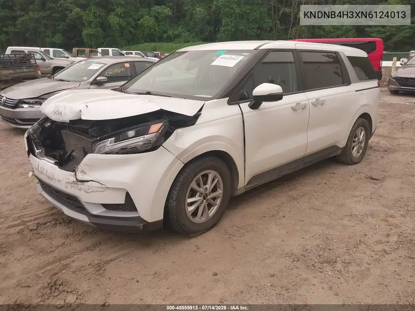 2022 Kia Carnival Mpv Lx Seat Package VIN: KNDNB4H3XN6124013 Lot: 45555913