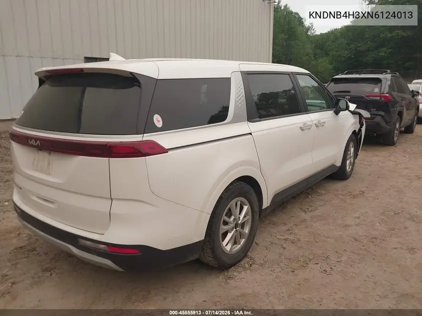 2022 Kia Carnival Mpv Lx Seat Package VIN: KNDNB4H3XN6124013 Lot: 45555913