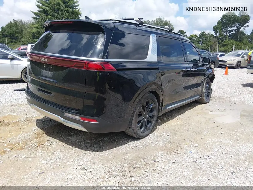 2022 Kia Carnival Mpv Sx Prestige VIN: KNDNE5H38N6060938 Lot: 45668963