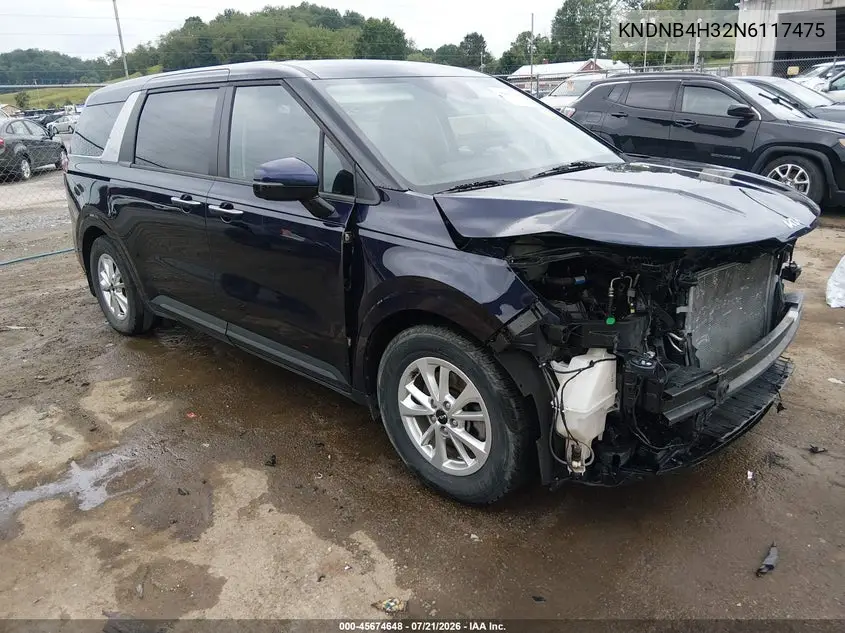 2022 Kia Carnival Mpv Lx Seat Package VIN: KNDNB4H32N6117475 Lot: 45674648
