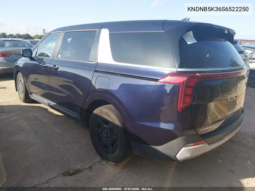 2025 Kia Carnival Mpv Lxs VIN: KNDNB5K36S6522250 Lot: 45505993