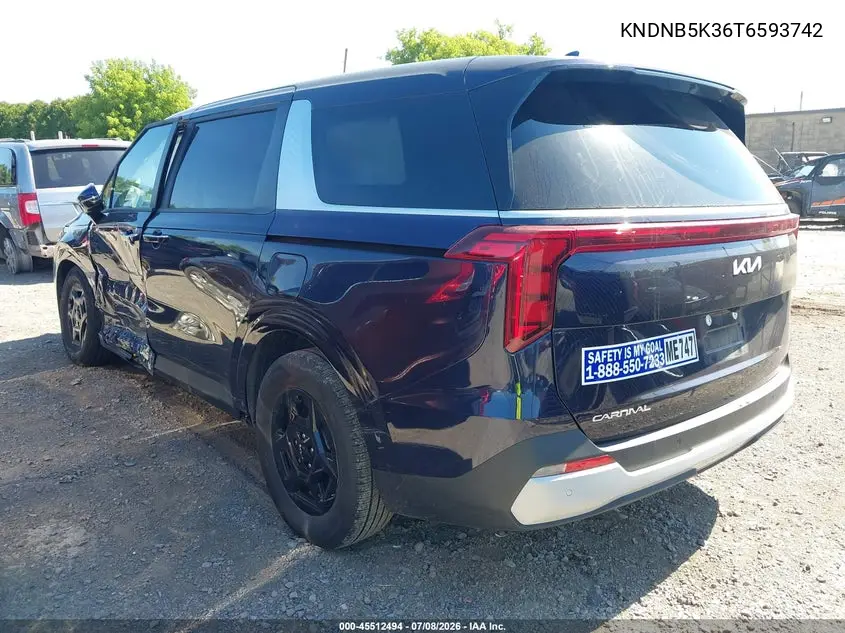 2026 Kia Carnival Mpv Lx VIN: KNDNB5K36T6593742 Lot: 45512494