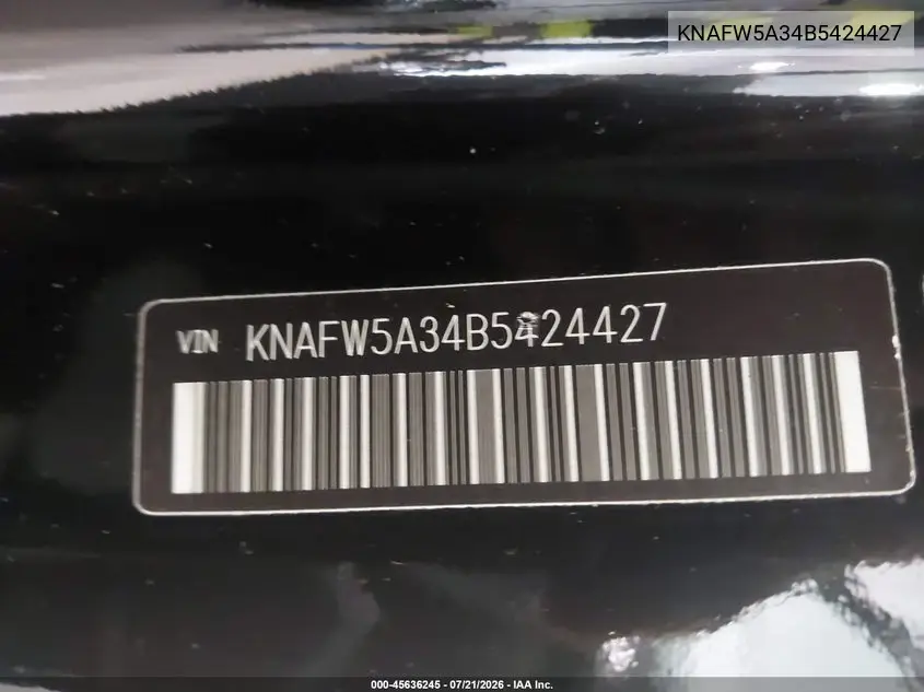 2011 Kia Forte Sx VIN: KNAFW5A34B5424427 Lot: 45636245