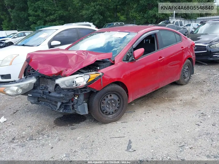 2016 Kia Forte Lx VIN: KNAFK4A68G5548840 Lot: 45640972
